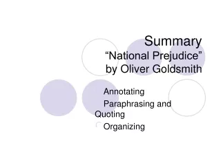 Summary “National Prejudice”  by Oliver Goldsmith