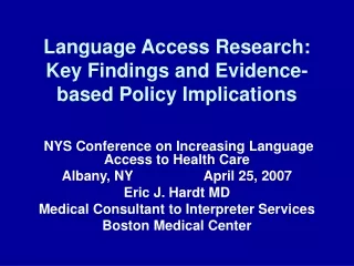 Language Access Research: Key Findings and Evidence-based Policy Implications