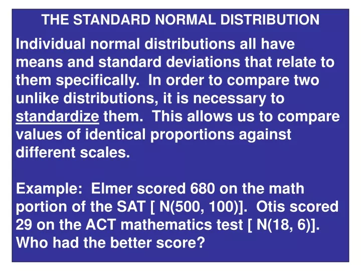 the standard normal distribution individual