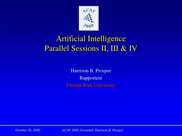 artificial intelligence parallel sessions ii iii iv