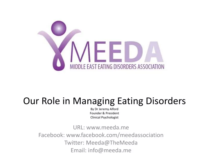 our role in managing eating disorders by dr jeremy alford founder president clinical psychologist