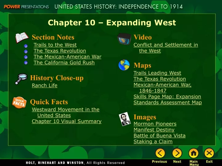 chapter 10 expanding west