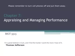 Chapter 7:  Appraising and Managing Performance