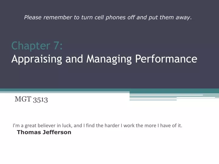 chapter 7 appraising and managing performance