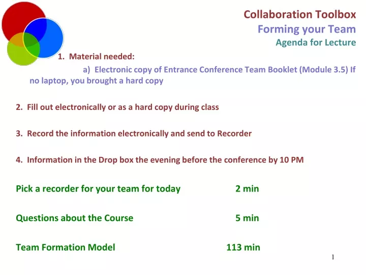 collaboration toolbox forming your team agenda for lecture