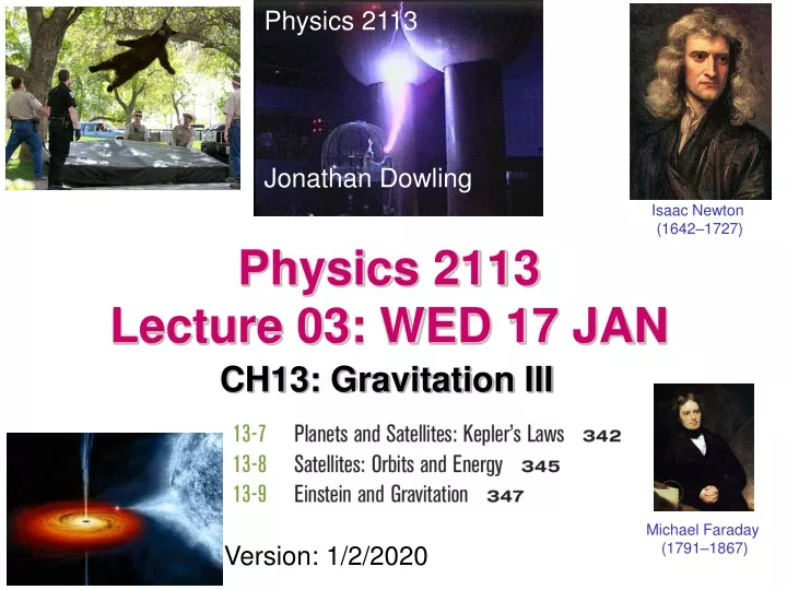 physics 2113 lecture 03 wed 17 jan