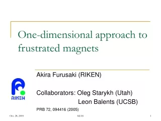 One-dimensional approach to frustrated magnets