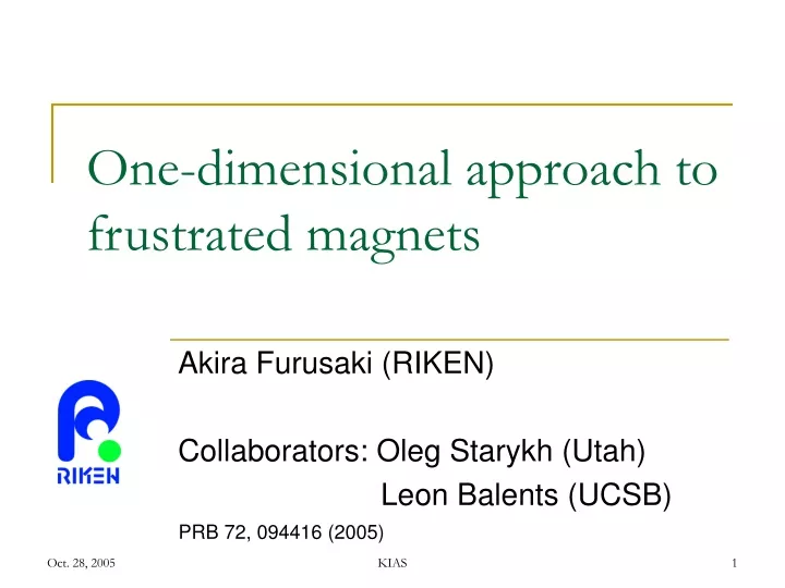 one dimensional approach to frustrated magnets