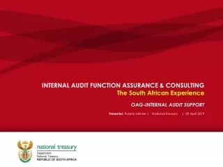 INTERNAL AUDIT FUNCTION ASSURANCE &amp; CONSULTING The South African Experience