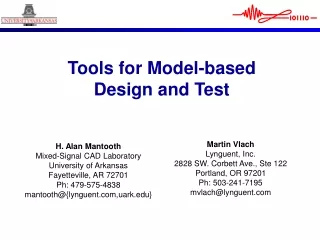 Tools for Model-based  Design and Test