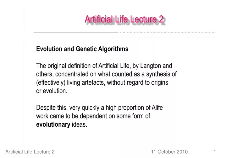 artificial life lecture 2