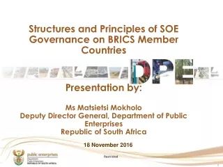 Structures and Principles of SOE Governance on BRICS Member Countries  Presentation by: