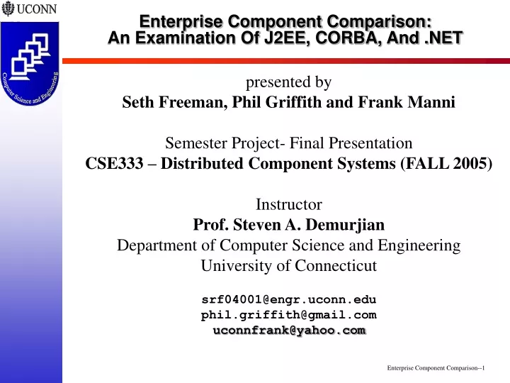 enterprise component comparison an examination of j2ee corba and net
