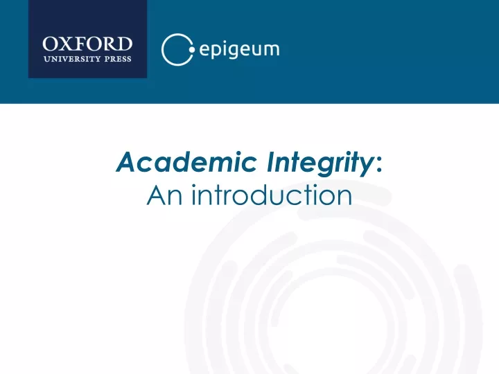 academic integrity an introduction