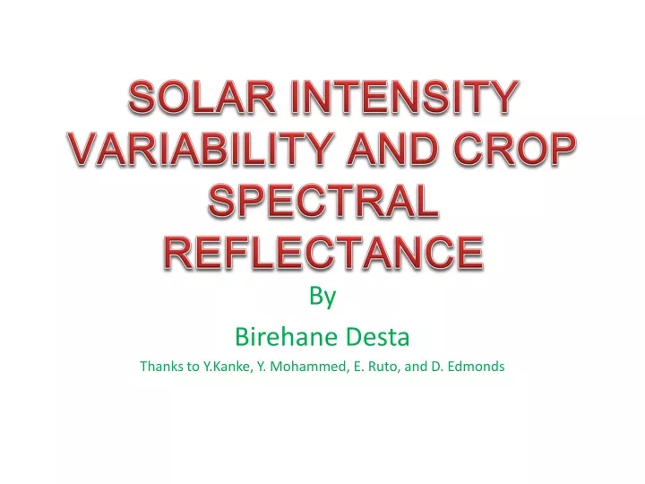 solar intensity variability and crop spectral reflectance