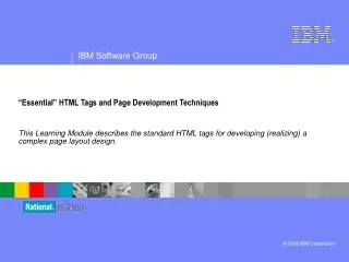 “Essential” HTML Tags and Page Development Techniques
