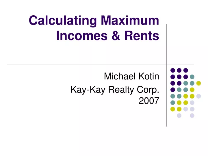 calculating maximum incomes rents
