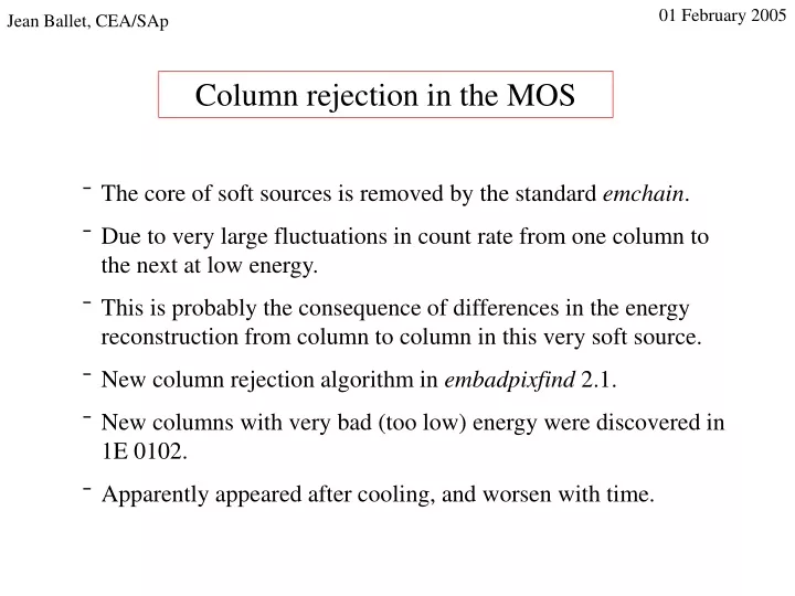 column rejection in the mos