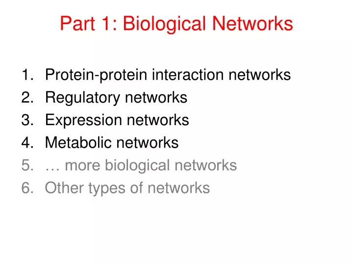 part 1 biological networks