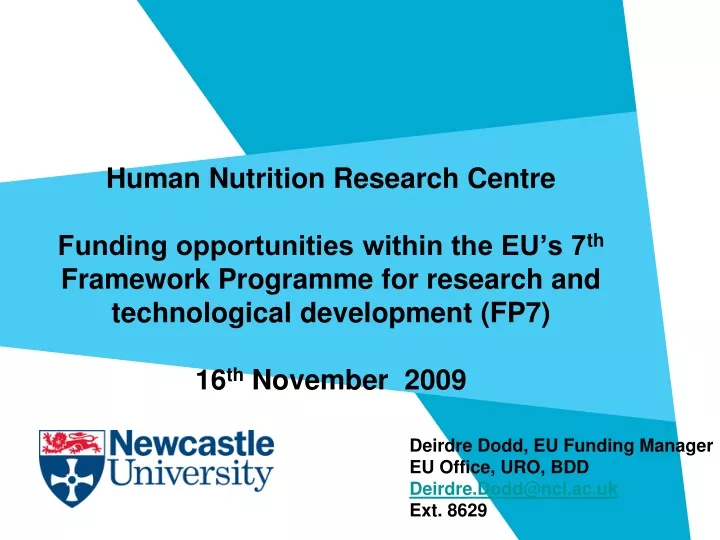 human nutrition research centre funding