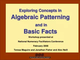 Exploring Concepts in  Algebraic Patterning and in Basic Facts