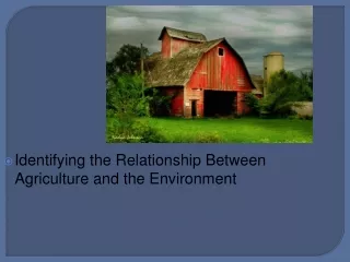 Identifying the Relationship Between Agriculture and the Environment
