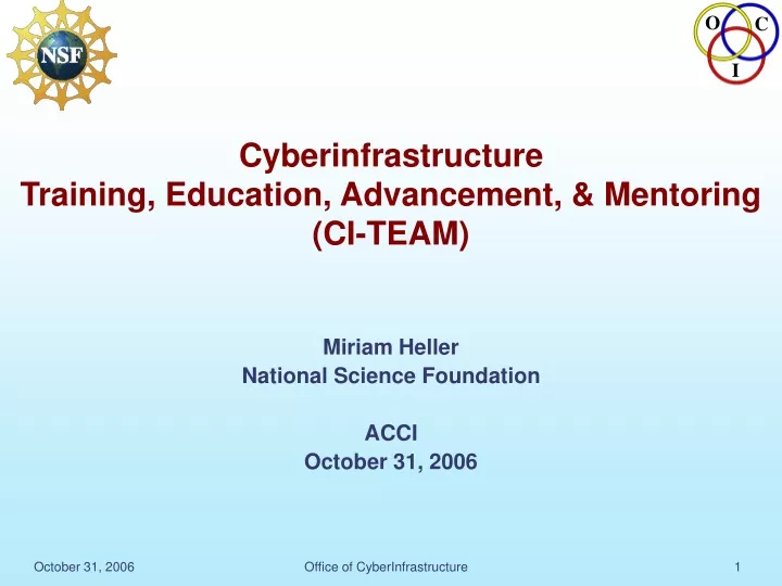 cyberinfrastructure training education advancement mentoring ci team