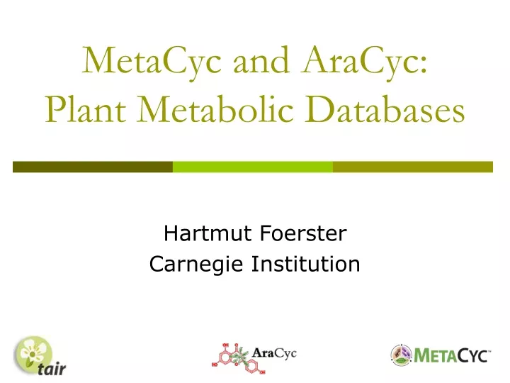 metacyc and aracyc plant metabolic databases