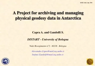 A Project for archiving and managing  physical geodesy data in Antarctica