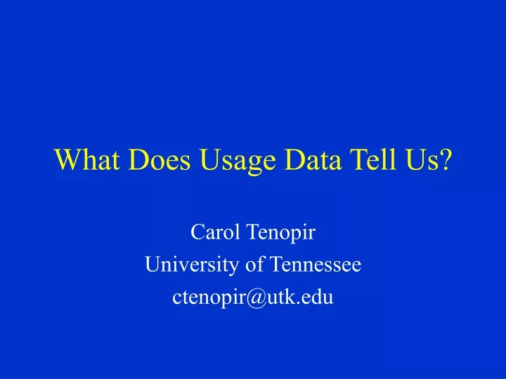 what does usage data tell us