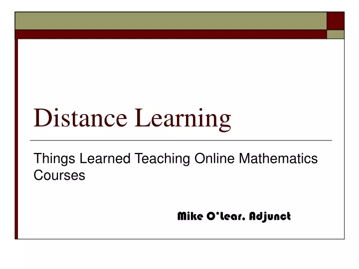 distance learning