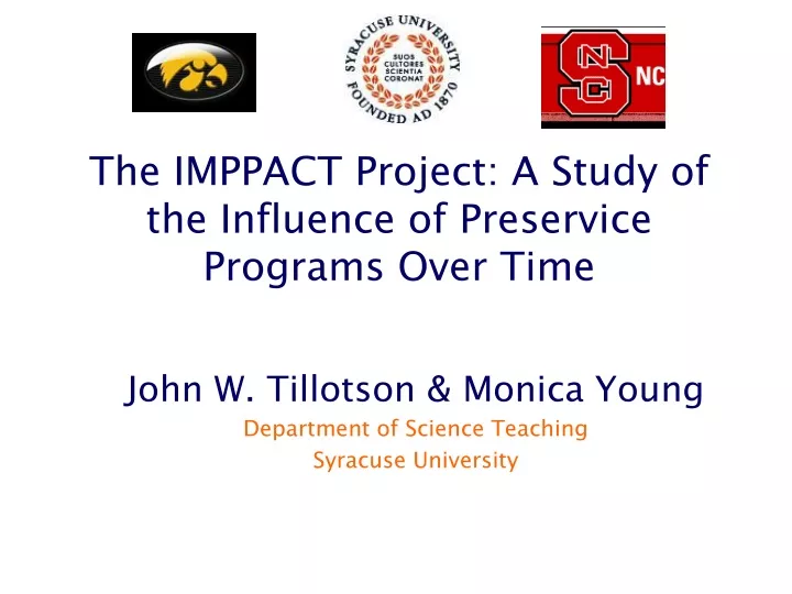 the imppact project a study of the influence of preservice programs over time