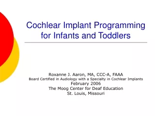Cochlear Implant Programming for Infants and Toddlers