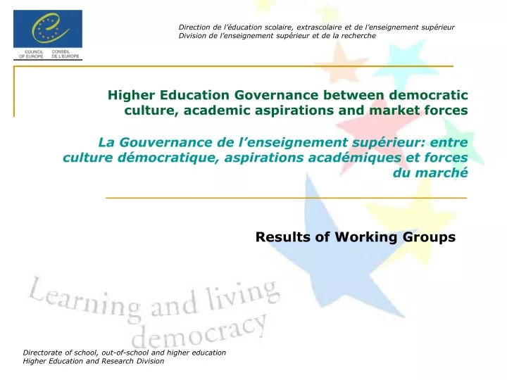 results of working groups