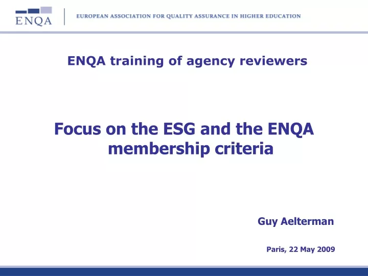 enqa training of agency reviewers