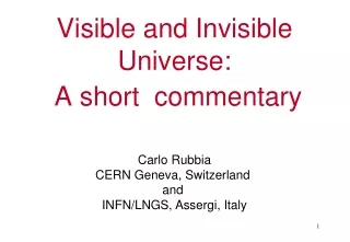Visible and Invisible Universe:  A short  commentary