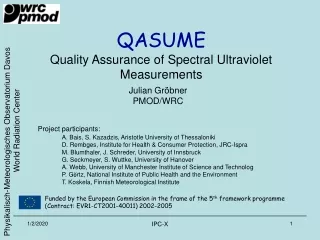 QASUME Quality Assurance of Spectral Ultraviolet Measurements