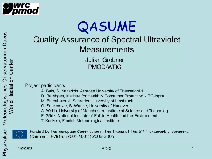 qasume quality assurance of spectral ultraviolet measurements