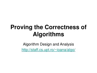 Proving the Correctness of Algorithms