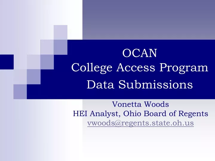 ocan college access program data submissions