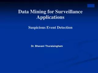 Data Mining for Surveillance Applications Suspicious Event Detection