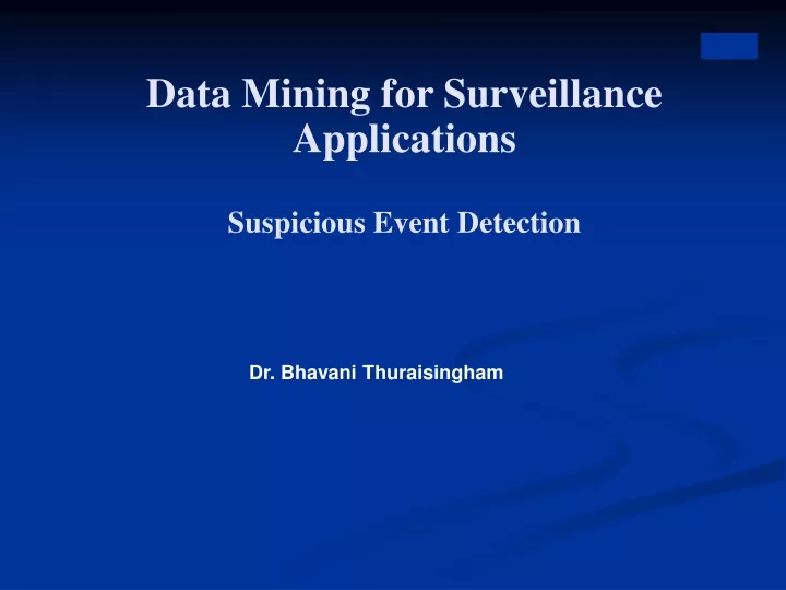 data mining for surveillance applications