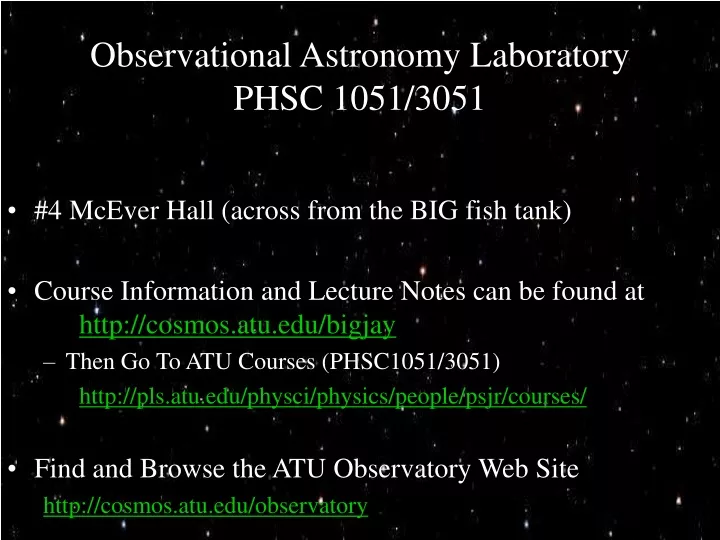 observational astronomy laboratory phsc 1051 3051