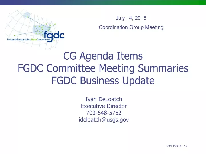 cg agenda items fgdc committee meeting summaries fgdc business update