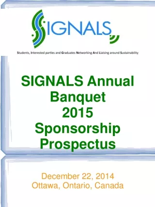 SIGNALS Annual Banquet 2015 Sponsorship Prospectus