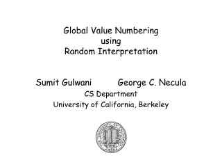 Global Value Numbering  using Random Interpretation