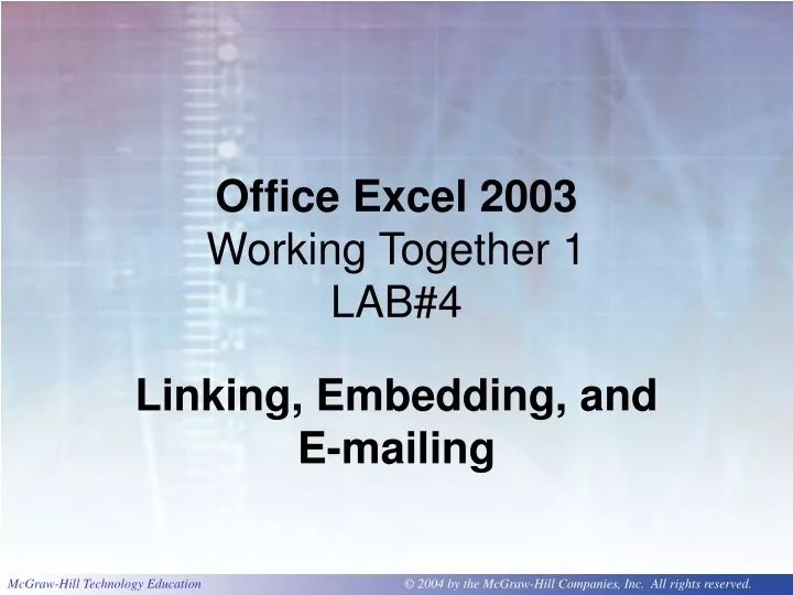 office excel 2003 working together 1 lab 4