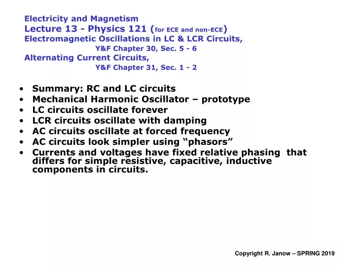 electricity and magnetism lecture 13 physics