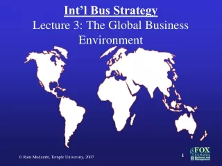 Int’l Bus Strategy Lecture 3: The Global Business Environment