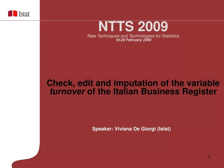 ntts 2009 new techniques and technologies